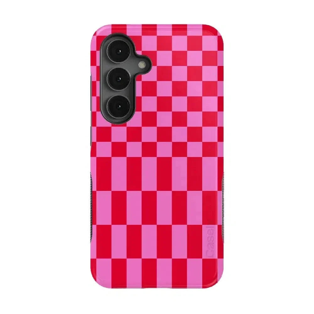 Vibe Check | Pink Checkerboard Case Phone Case Casetry Bold Flex + MagSafe® Galaxy S25