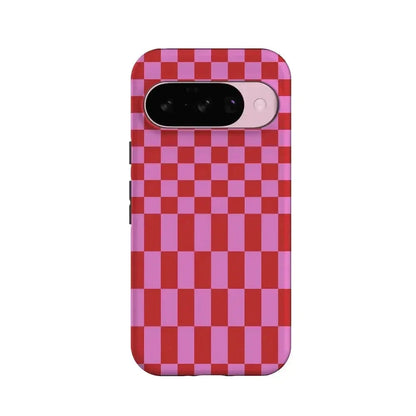 Vibe Check | Pink Checkerboard Case Phone Case Casetry Essential + MagSafe® Google Pixel 10